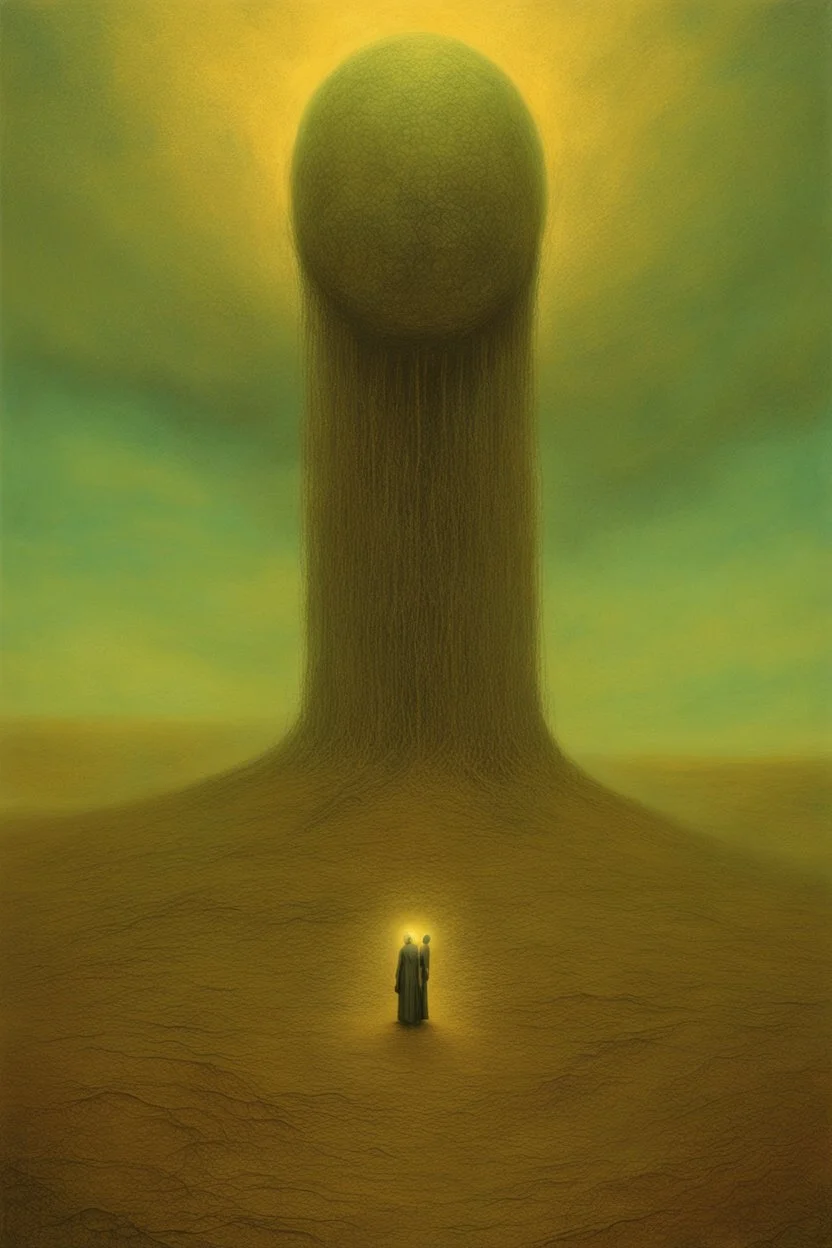 "Quantum Entanglement" is a Heavily Glazed Oil paining that depicts otherworldly Celestial Art; Dystopian Surrealism; Zdzislaw Beksinski ; elegant; fantasy; award-winning