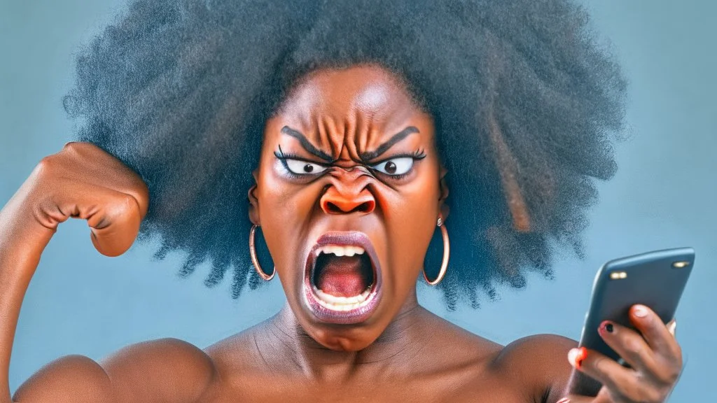 angry black lady mad on phone