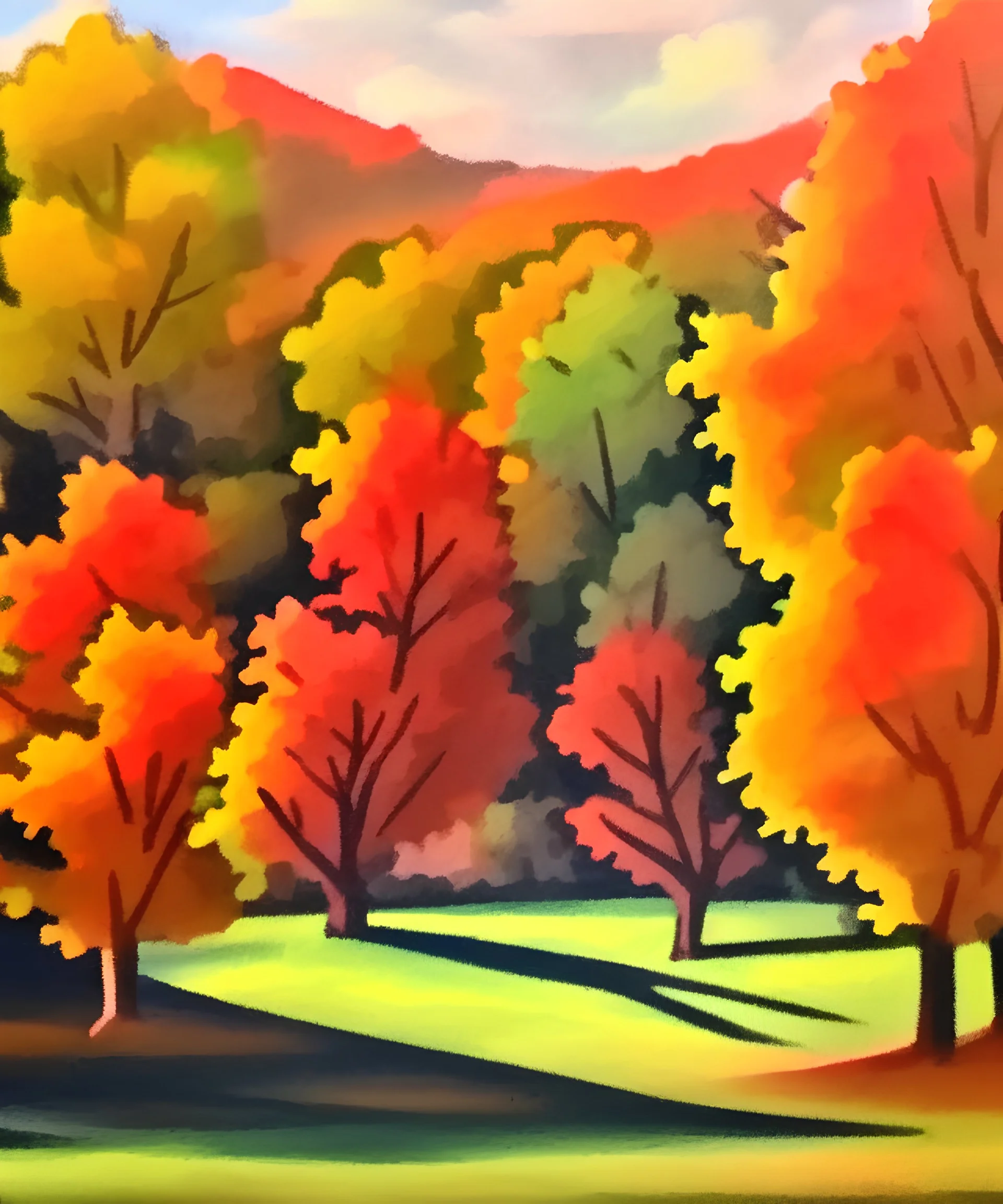 Gouache landscape autumn