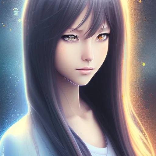 A realistic anime wifu character, water coulour painting