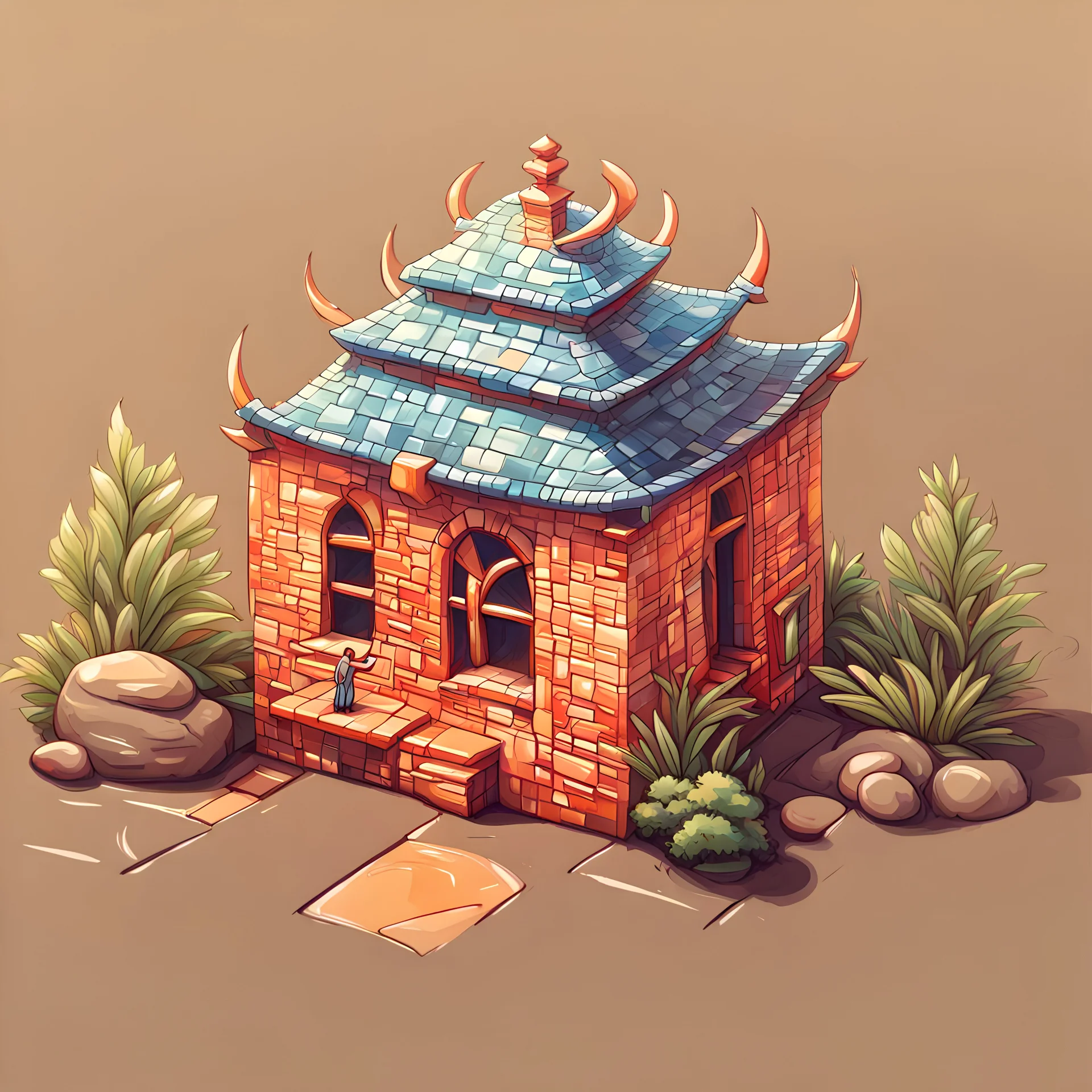 stylized, standing on a tile