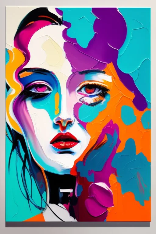 Abstract art girl painting