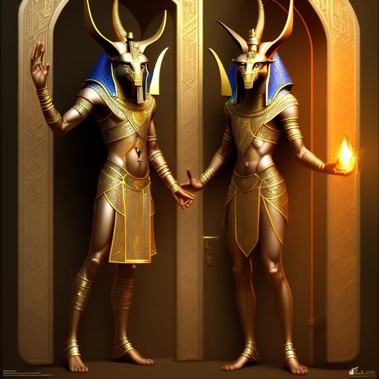 A magic door opening to Anubis, high quality, high details , hd, hyper realistic, magic style ,