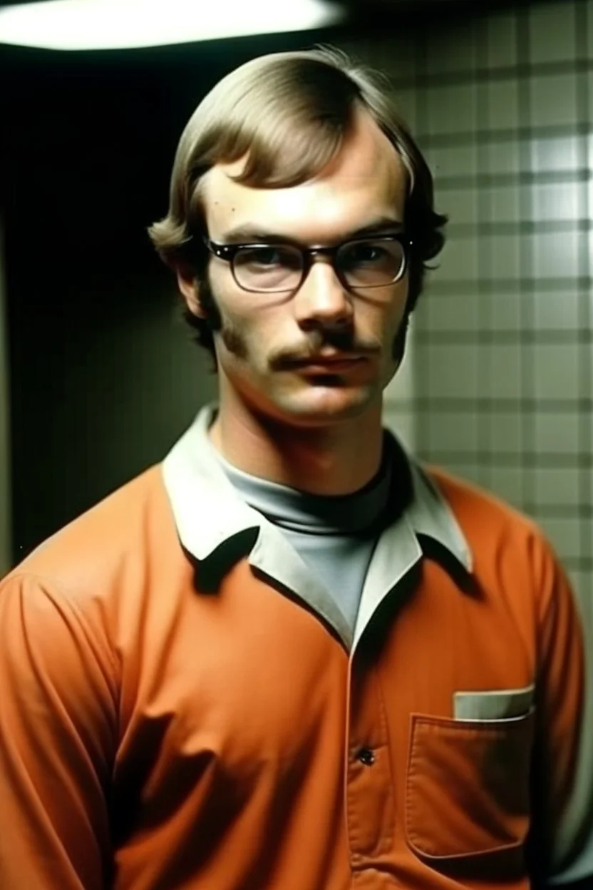 Jeffrey Dahmer in prison uniform in jail handsome