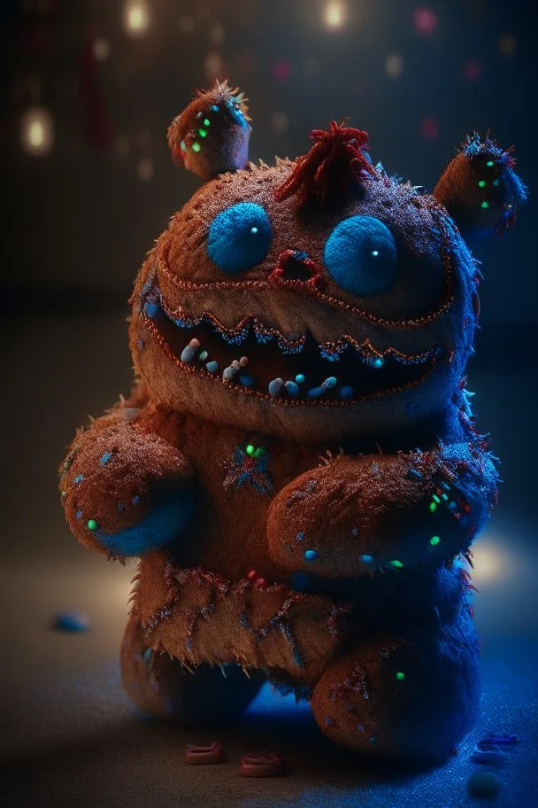 Stitch Gingerbread creature fused ,high detail , dramatic lighting dramatic, 4 k