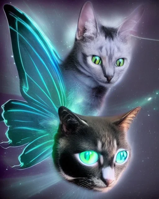 futuristic butterfly cat