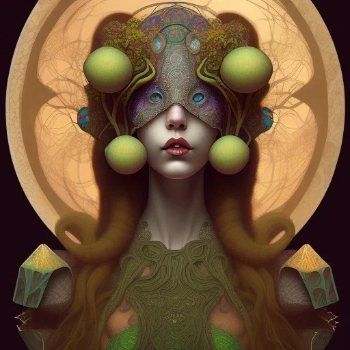 Mushroom shaman, art nouveau, portrait