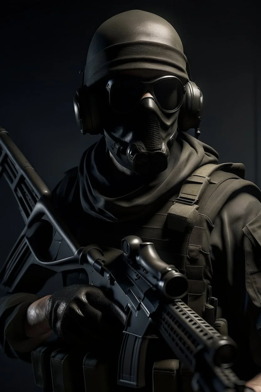 A soldier in the game modern warfare, he wears a solid black creepy mask that covers his face. He is a sniper, but can also run point. His call sign is Wraith.