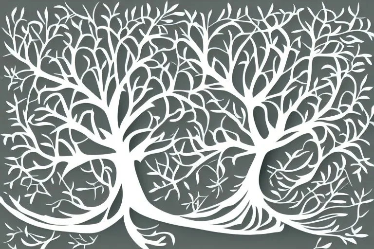 Vector tree illustration white background die cut