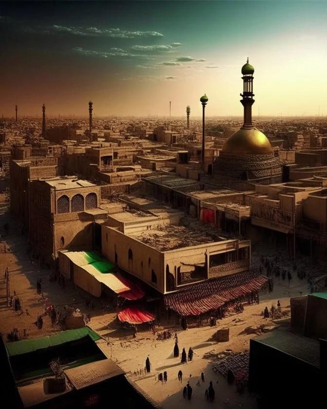 The city of Karbala and between the two cities