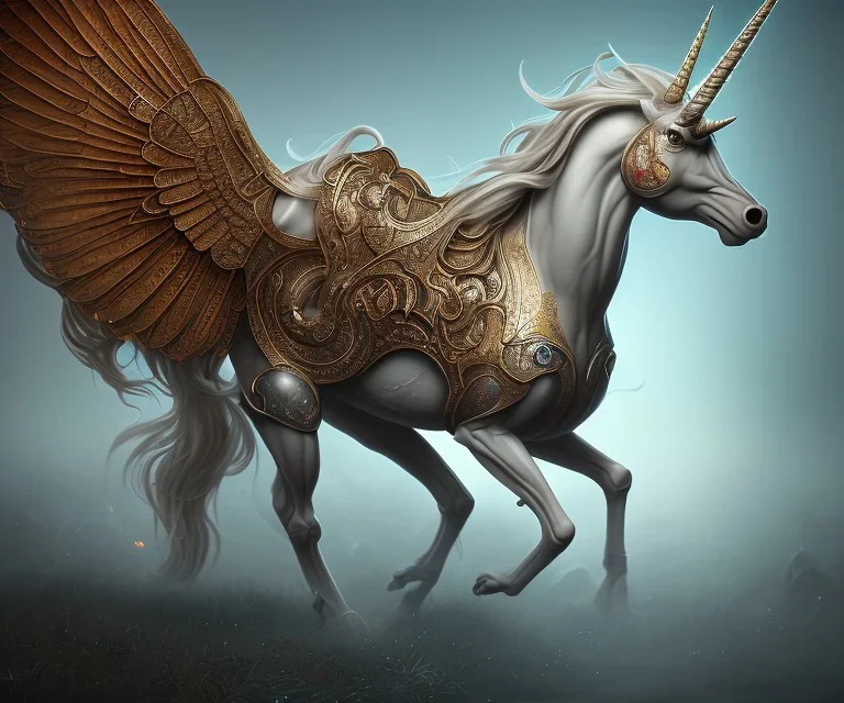 unicorn, fantasy art, highly detailed, top body, intricate color patterns on wings, soft studio lighting, background 64k