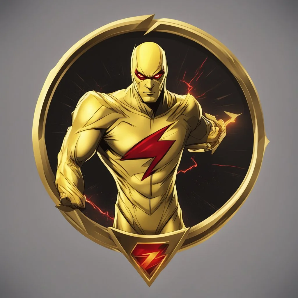 reverse flash logo animated inside a golden medalion