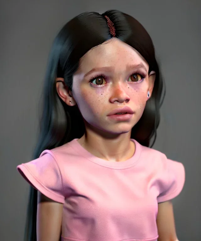 Jenna ortega toddler, full body, dramatic lighting, hyper realistic