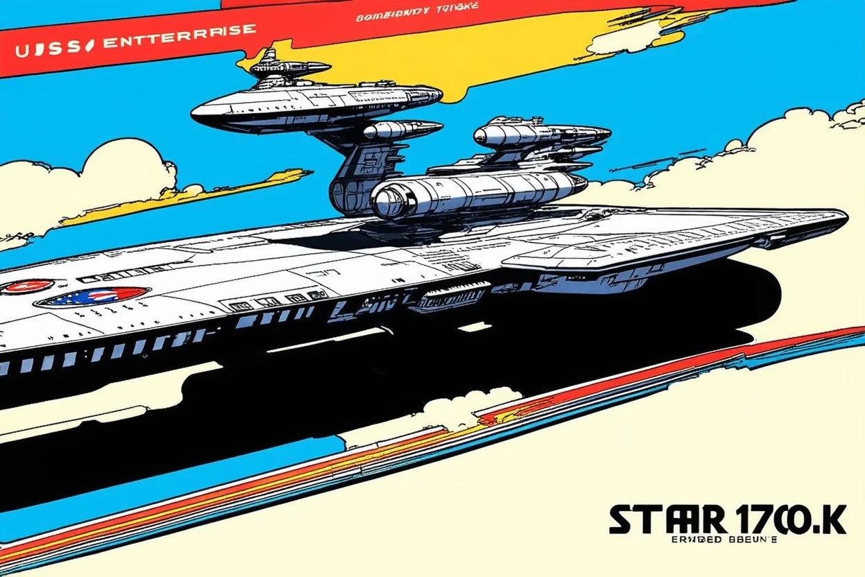 the uss enterprise 1701 from star trek drwwn by warhol