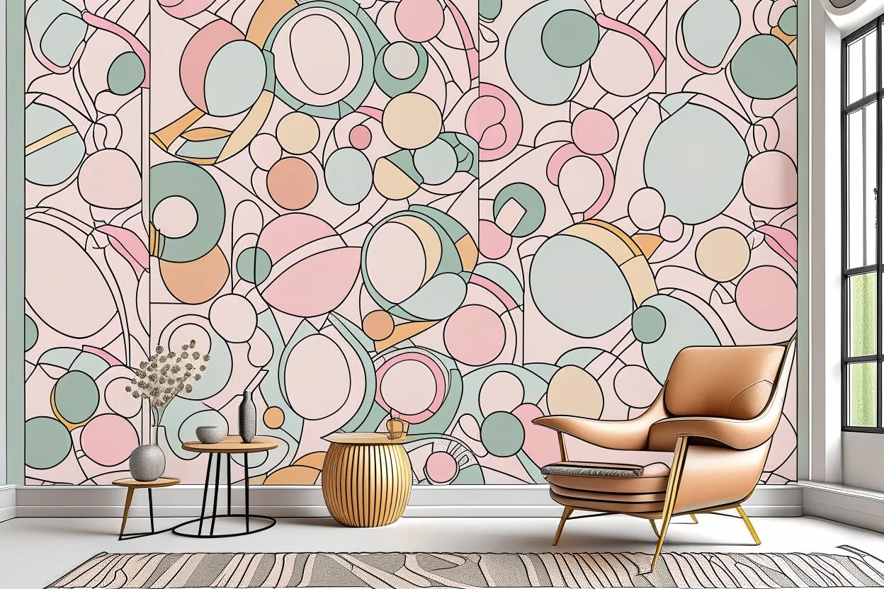 A wallpaper featuring round geometric shapes. Cattpuccin Theme, Pastele Colors, Catppuccin Macchiato Blue theme