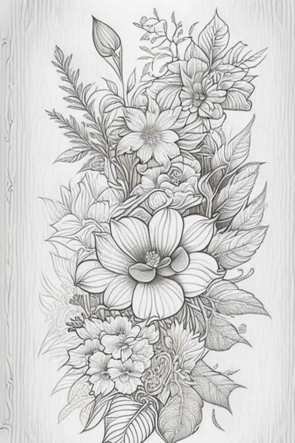 line tattoo design, neo traditional, flower, detailed