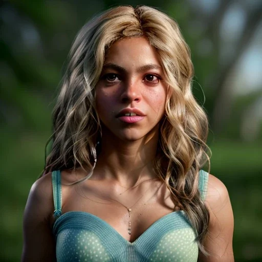 Shakira, 40 years old, artist, Realistic image, waist up portrait. perfect eyes, glow, circle iris. concept art, smooth, unreal engine 5, god lights, ray tracing, RTX, lumen lighting, ultra detail, volumetric lighting, 3d, finely drawn, high definition, 4k.