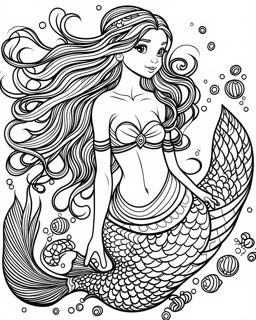 simple mermaid coloring pages