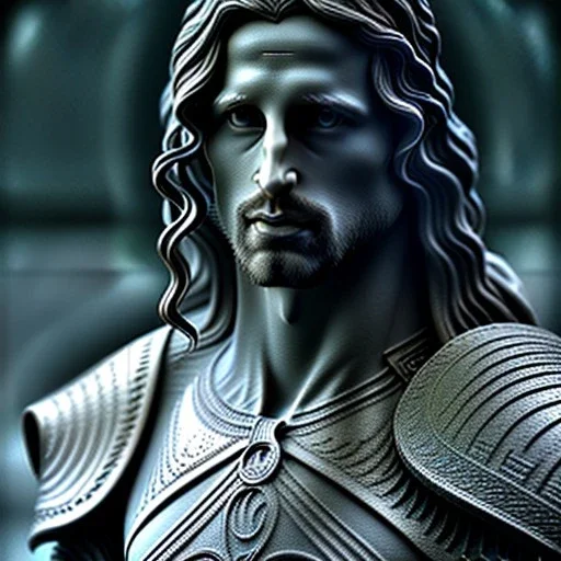 White Sculpture aragorn, full body, Rome sculpture style, full body, fresco background, hyper realistic, 8k,