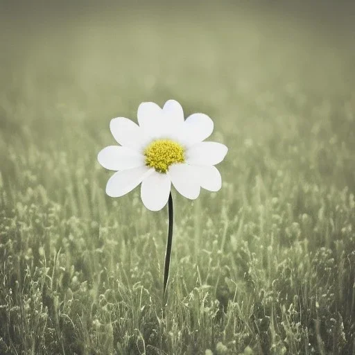 single long stem white flower in a field, polaroid, tender, soft focus, award winning landscape photography, nature photography, r/mostbeautiful