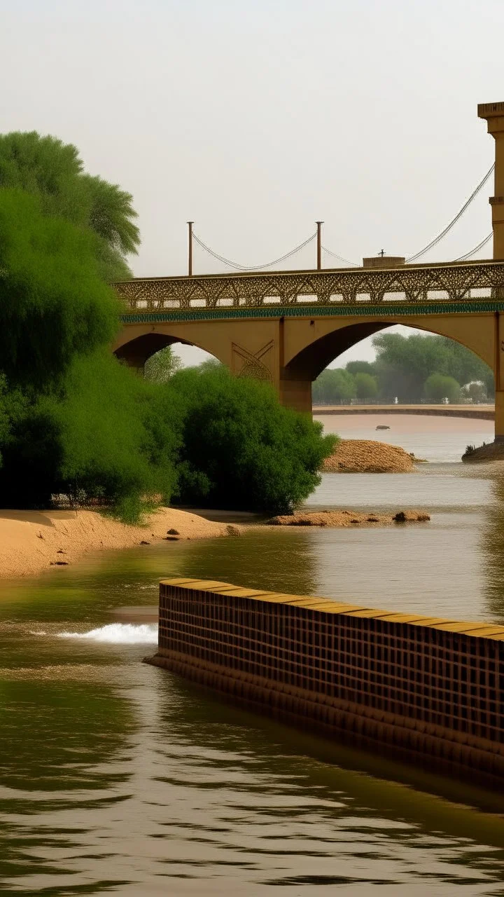 Sudan buildings, river, bridge