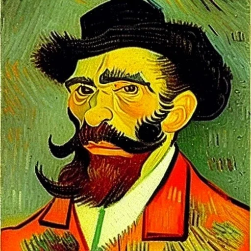 Retrato de un hombre de cuarenta y seis años con canas y barba de nombre Salvador Santiago Mozos de estilo Vincent van Gogh