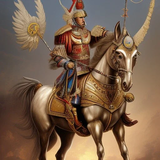 Polish Winged Hussar on horse