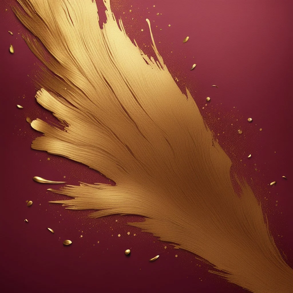 Hyper Realistic Golden-Texture on Maroon-brush-strokes-background