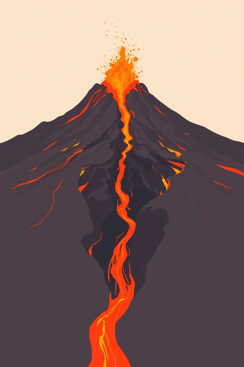 face view volcano lava stream absrtact