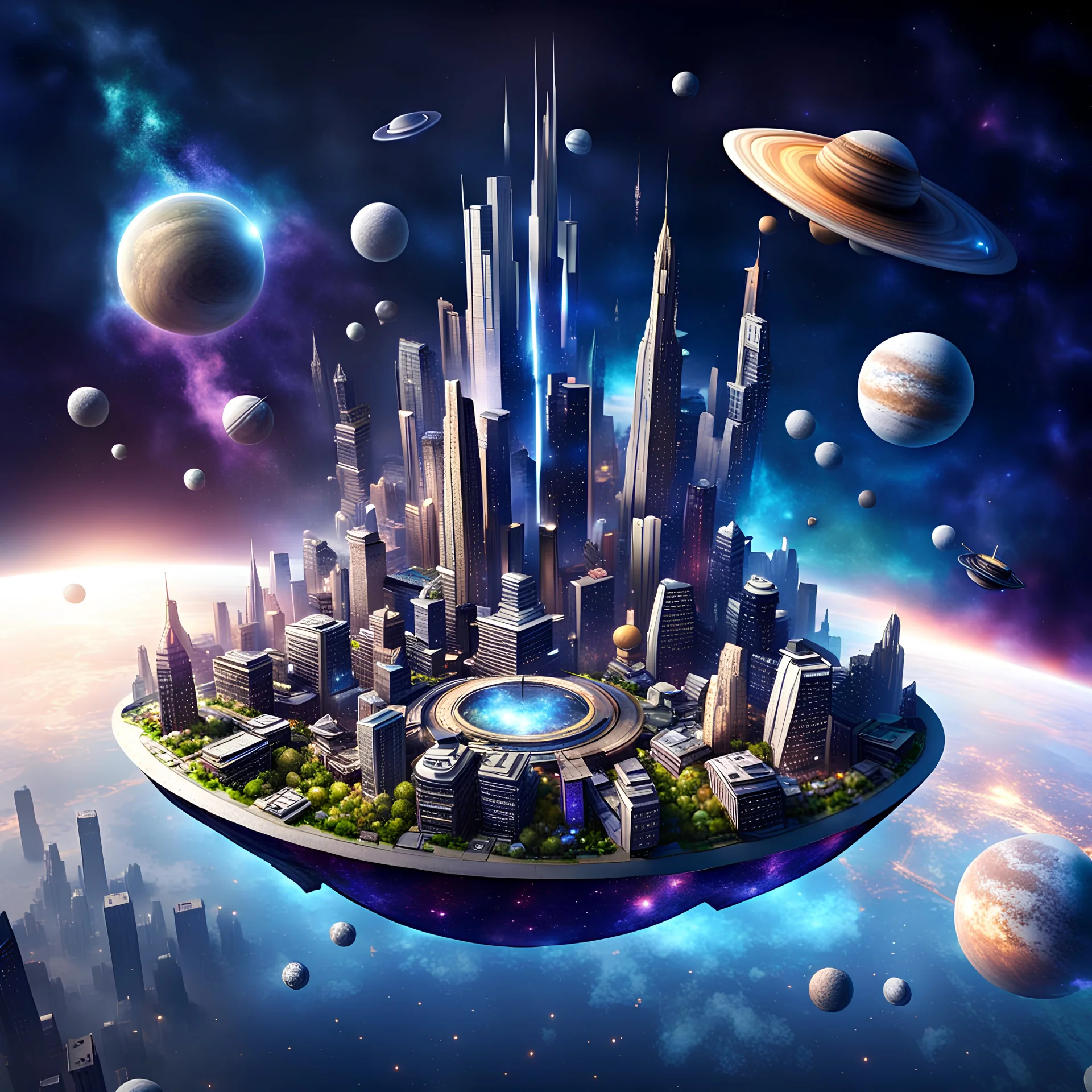 Create a city on the Galaxy floating