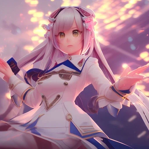 A Portrait of Azur Lane Commander World of Warships , masterpiece, god lights,god rays,Chiaroscuro Lighting,tilt shift,lens flare,anamorphic lens,pink cherry blossom, 500ASA,effect colour,japanese anime,4K 3D,