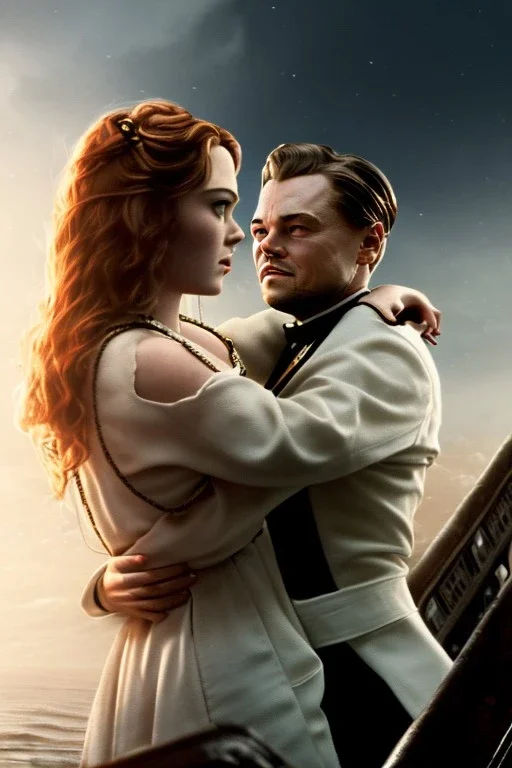 Leonardo dicaprio in titanic and Kate winslate in titanic, big ship Titanic movie poster