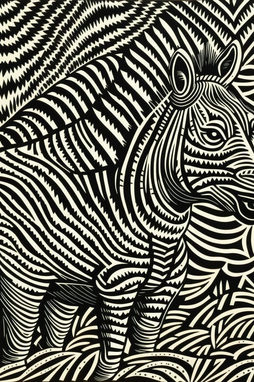 Linocut zebra