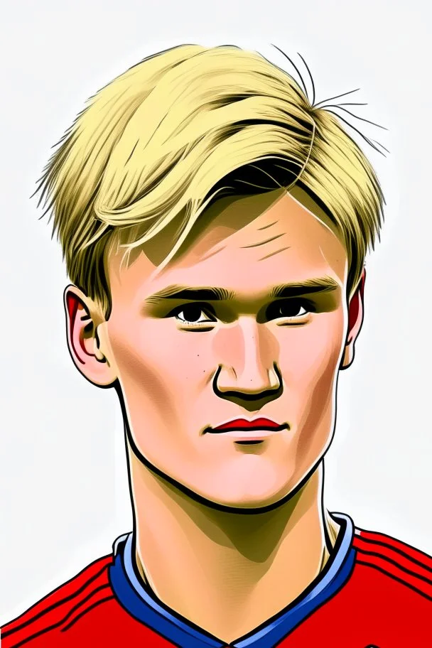 Martin Odegaard Norwegian football player ,cartoon 2d