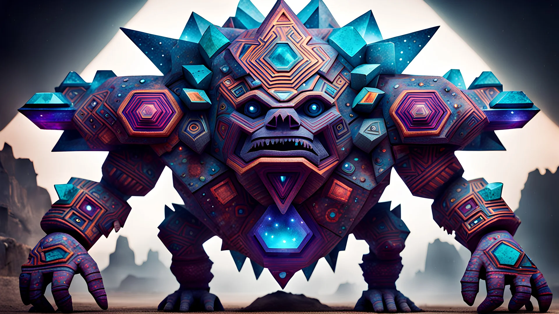 incredible geometry giant aztec crystal galactic monster