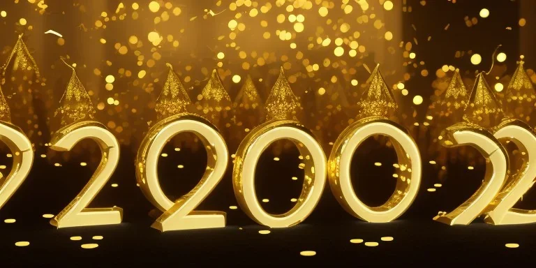 Happy New Year 2023 - golden numbers in holiday night