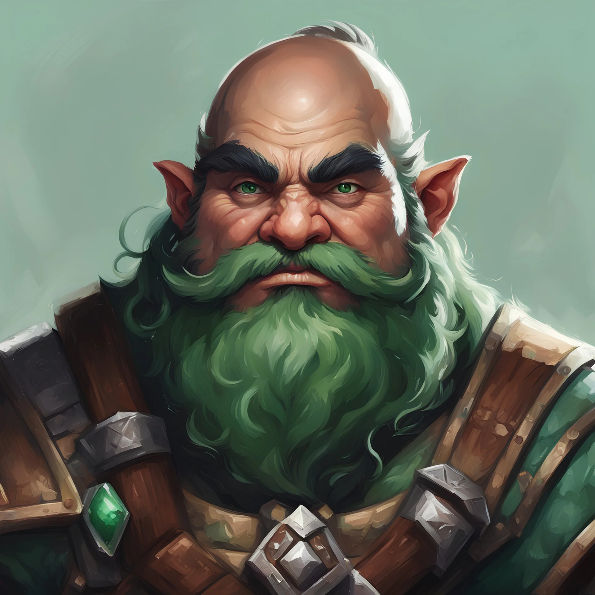dnd, portrait of dwarf with jade skin