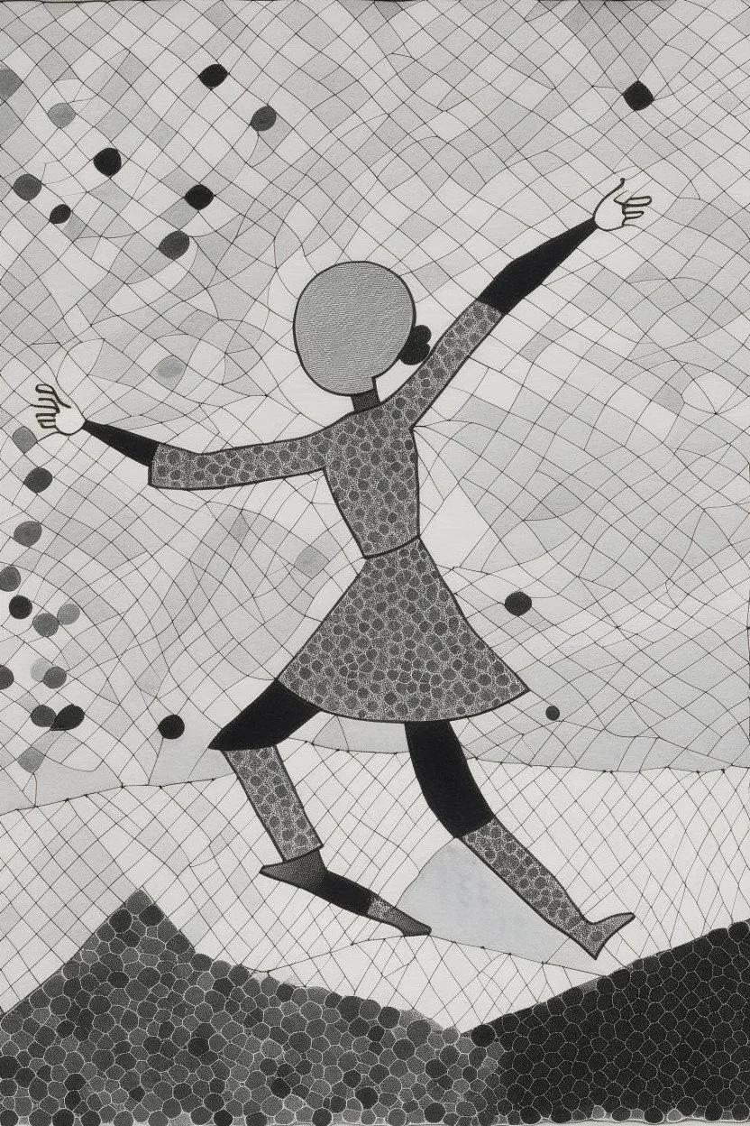 the joy of dancing on thin ice; pointillism; ink wash; Vantablack canvas with pale pastels; Klee