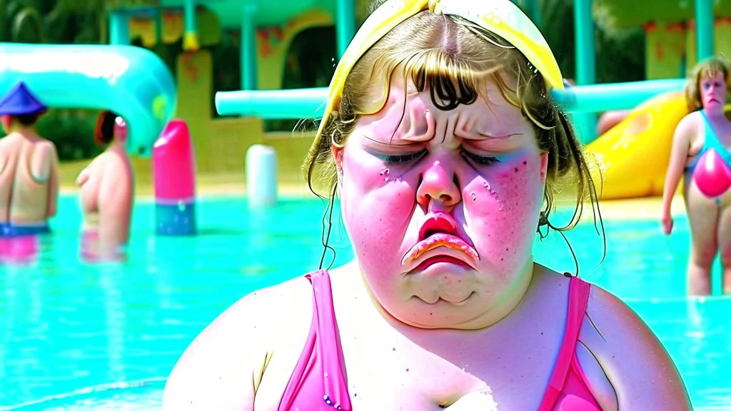 lady pouting at a water park