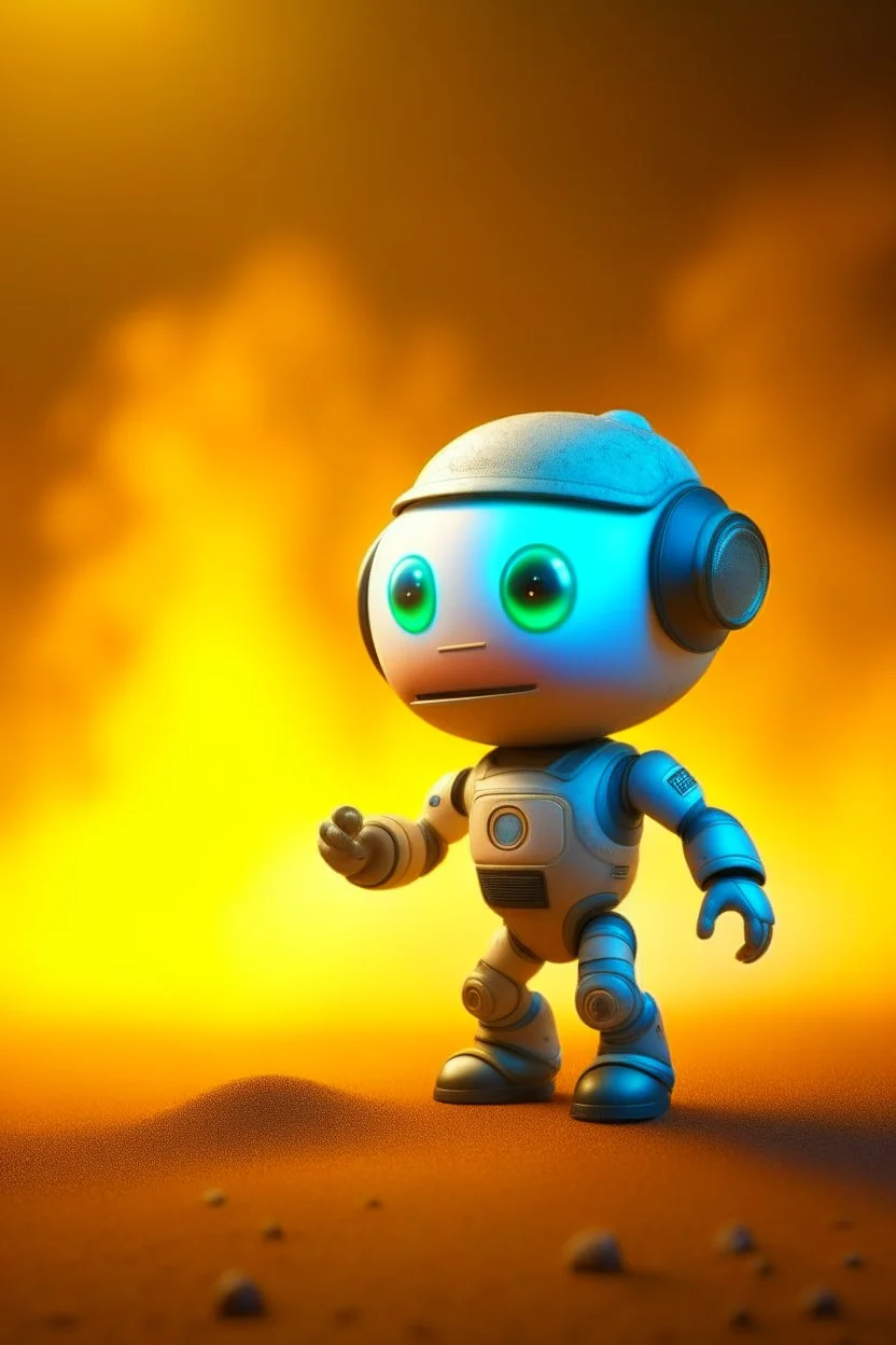 adorable cute chat robot with mouth piece and jet pack, playing volleyball on a strange planet, with short punk hair and real human eyes, its such a perfect day, motion blur, smoke, 8k, downlight, soft light, depth of field, photorealism, trending on art station, lotsa detail