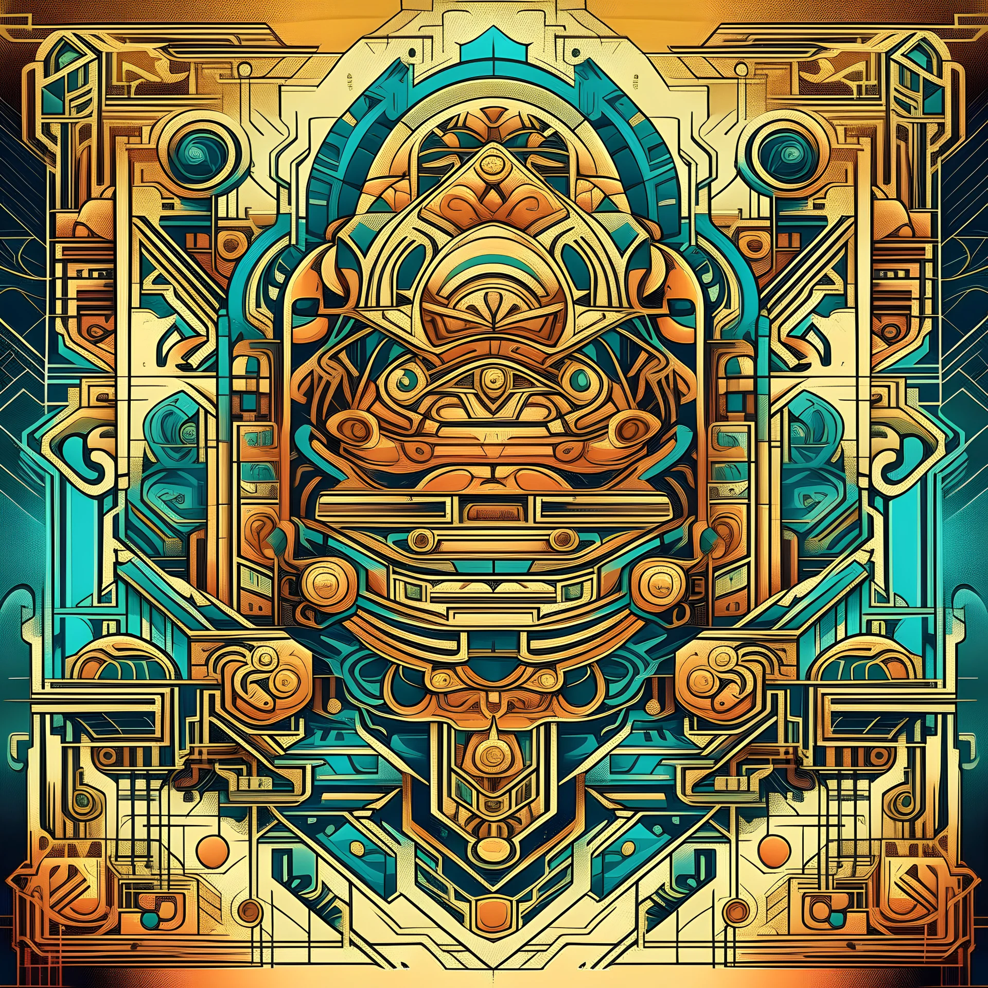 symmetrical design, hand painted, album cover, vintage, hip hop music, electronic music