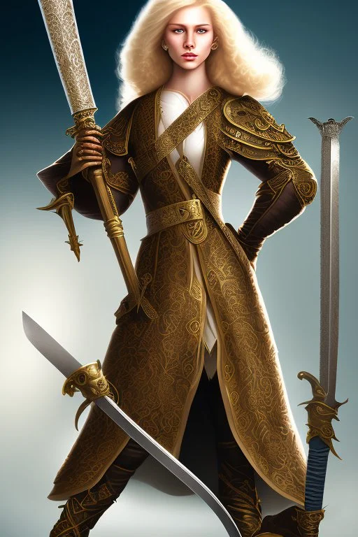 young blond adult royal swordsman with rapier