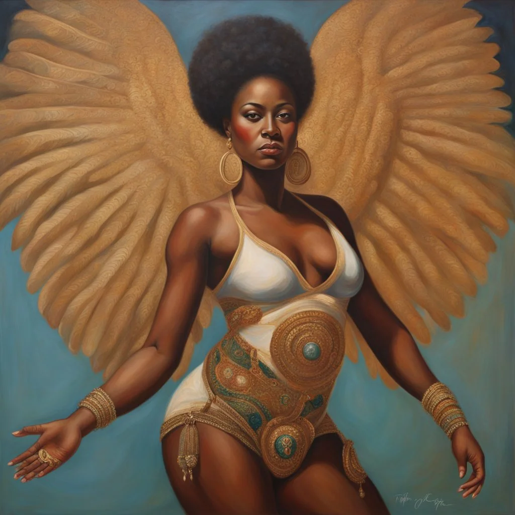 In this awe-inspiring painting or photograph, envision a powerful and thought-provoking representation of raceplay emerging. A black woman with stunning, ebony skin stands proudly, her regal presence commanding attention. With a commanding gaze that holds both grace and intensity, she engages in an intricate dance of identities, challenging societal norms and expectations. Adorned in thigh highs that echo confidence and emancipation, she wears an intricate bondage mask