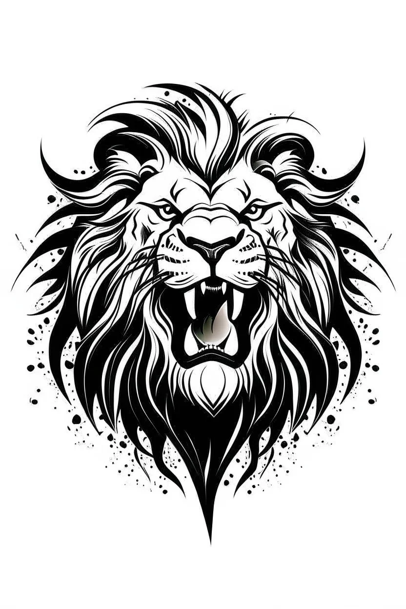 roaring luminous lion ink logo, white background