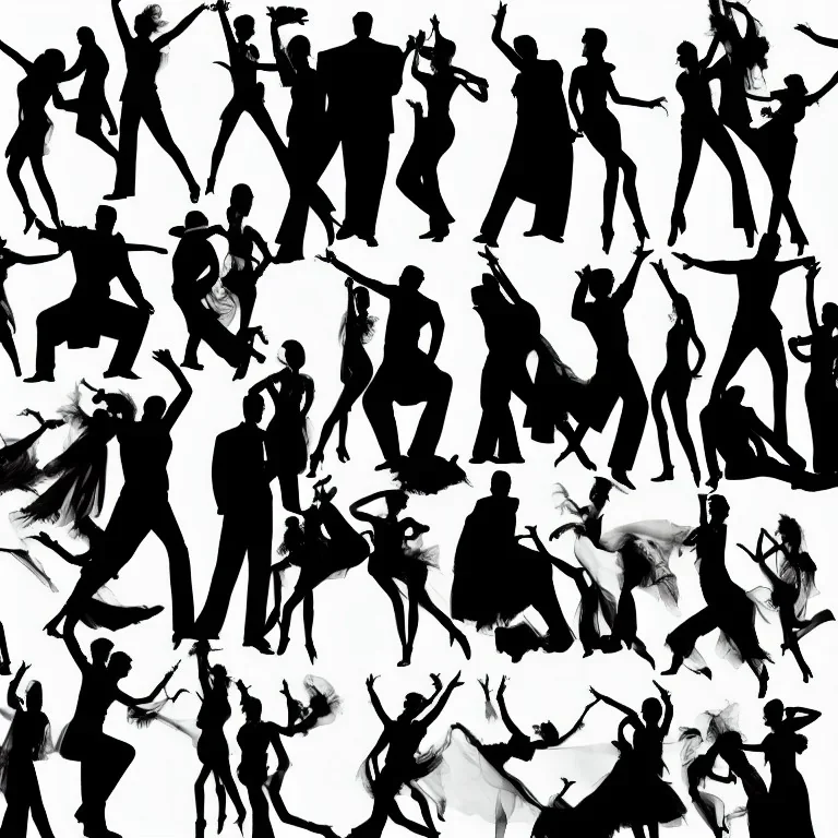 Jazz dancers, Silhouettes, gestures