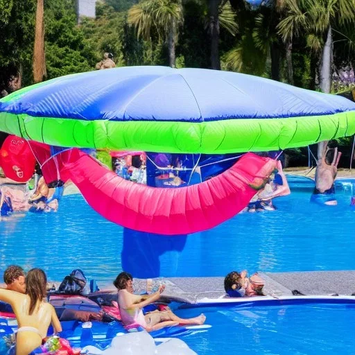 Pool parachute fan picnic