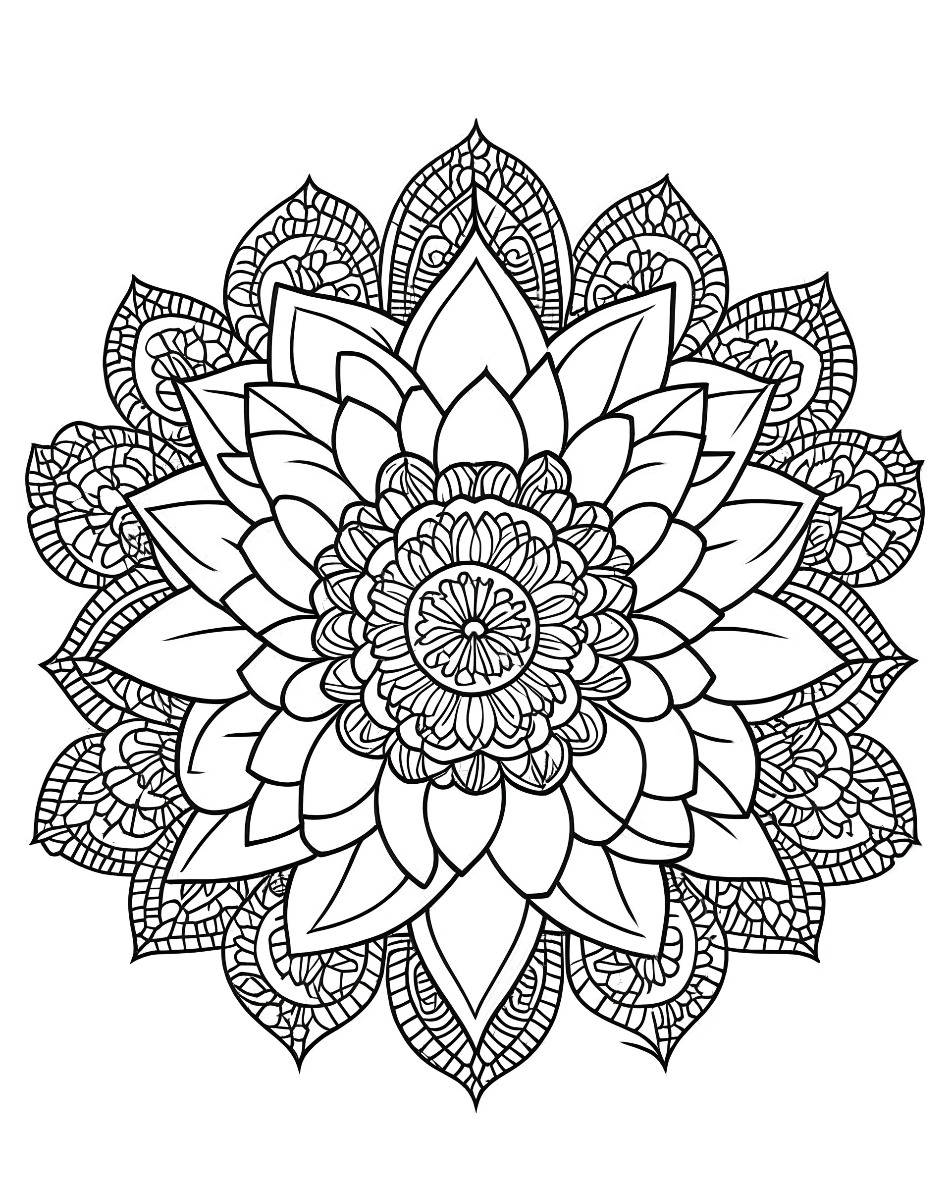 mandala, flower, full view, realistic face, coloring page, only draw lines, coloring book, clean line art, –no sketch, color, –ar 3:4, white background, minimalistic black lines, minimal black color, low level black colors, coloring page, avoid thick black colors, thin black line art, avoid colors, perfect shape, perfect clear lines,