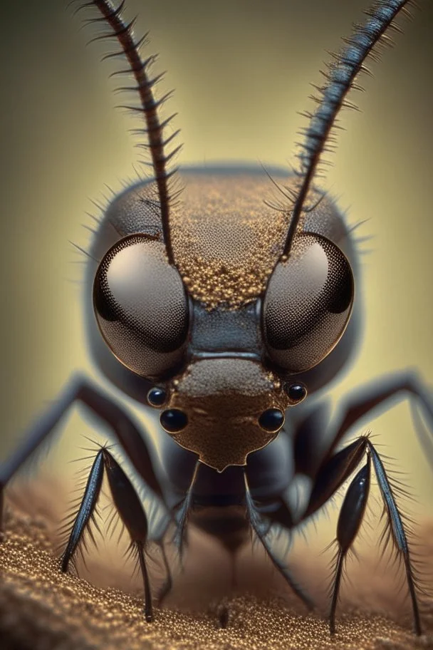 portrait of ant in microscope