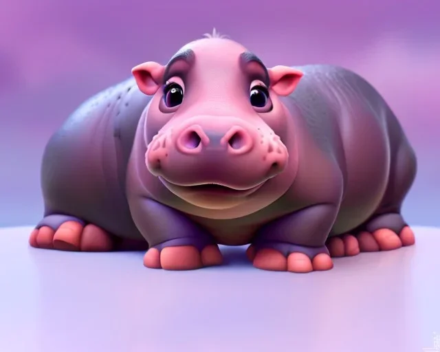 baby hippo, natural environment, photojournalism, hyper detailed, hyper realism, pixar character, sweet and gentle, friendly,