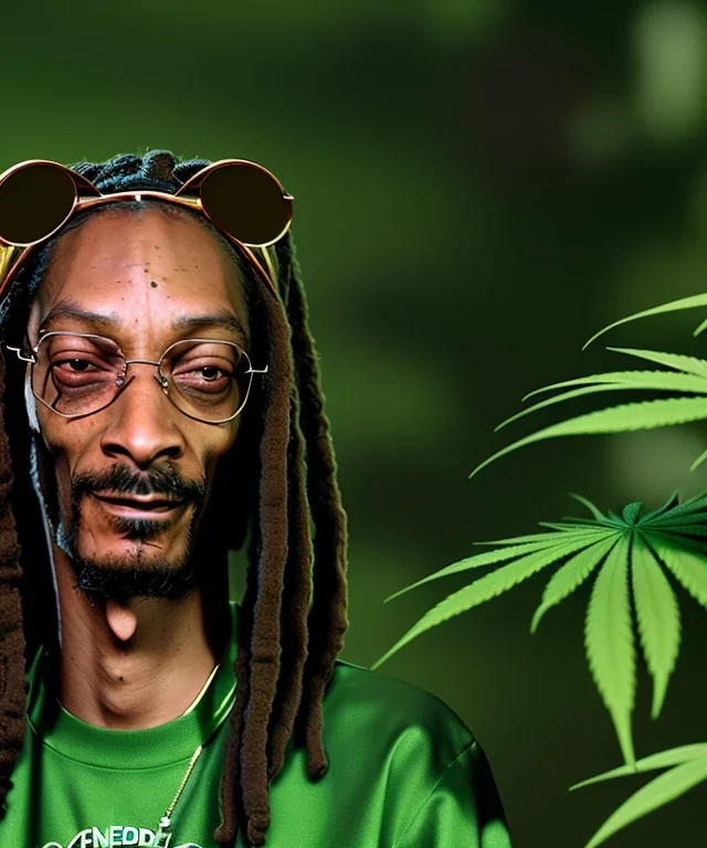 Snoop Dogg, weed smoke, jungle background, hyper realistic